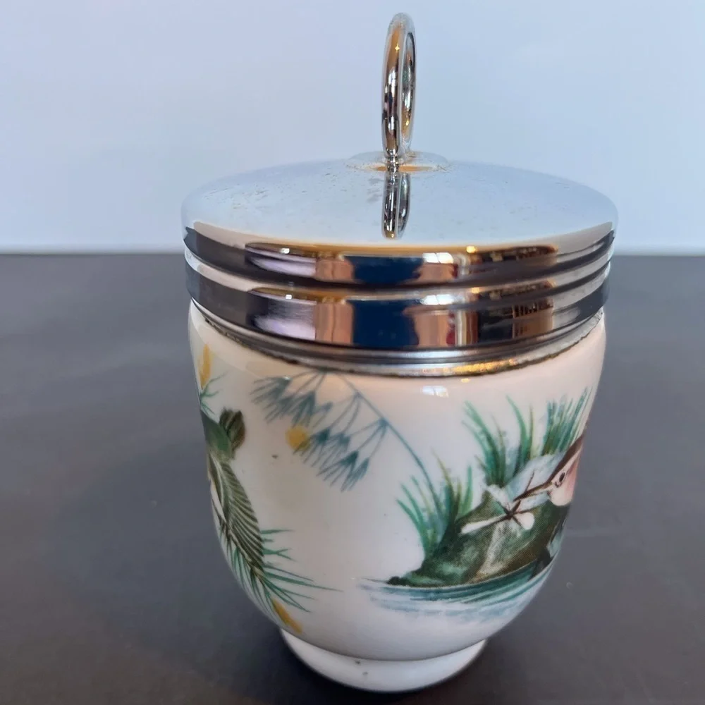 Royal Worcester Porcelain Large Egg Coddler- Birds